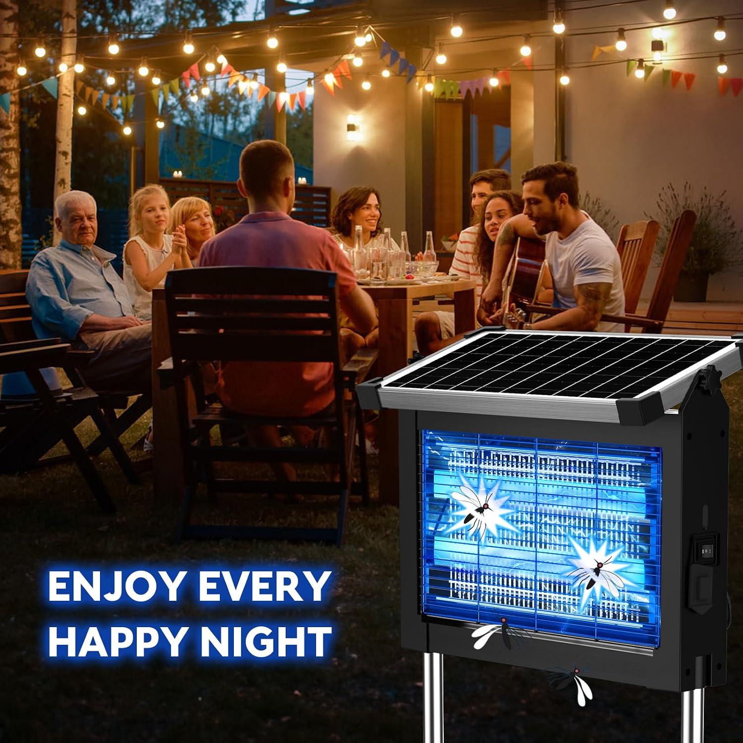 Solar Bug Zapper Outdoor, Phatroyyee Mosquito Zapper 4500V, Waterproof Portable Fly Zapper, Rechargeable Electric Mosquito Killer, Cordless Fly Insect Mosquitos Trap For Patio Yard Home Garden Camping