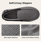 Hometop Men'S Knit Moccasin Slippers Memory Foam House Shoes Indoor Outdoor
