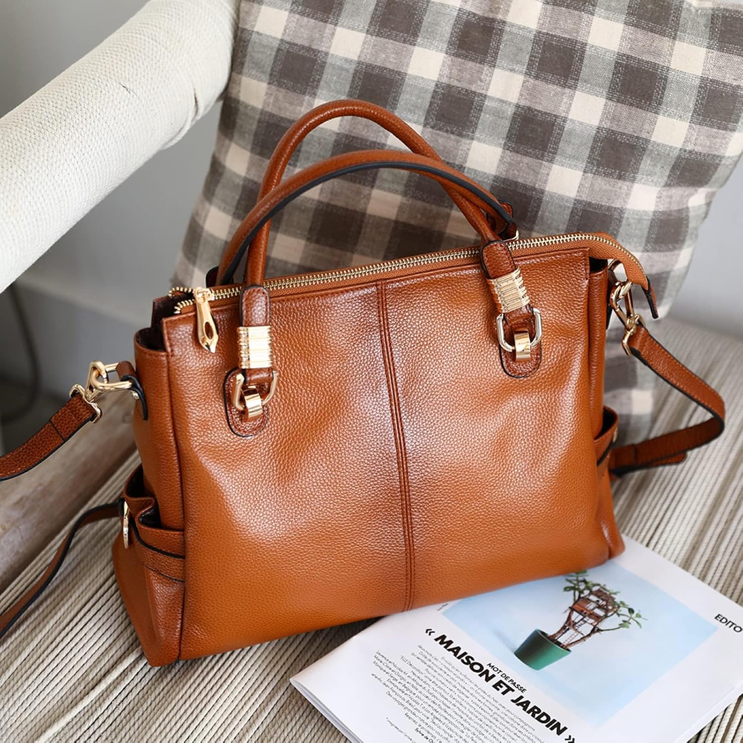 Kattee Soft Women Genuine Leather Purses And Handbags Satchel Tote Shoulder Bag