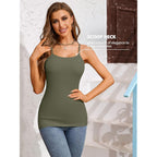 Women 3 Pack Cotton Camisoles with Shelf Bra Adjustable Spaghetti Strap Tank Tops