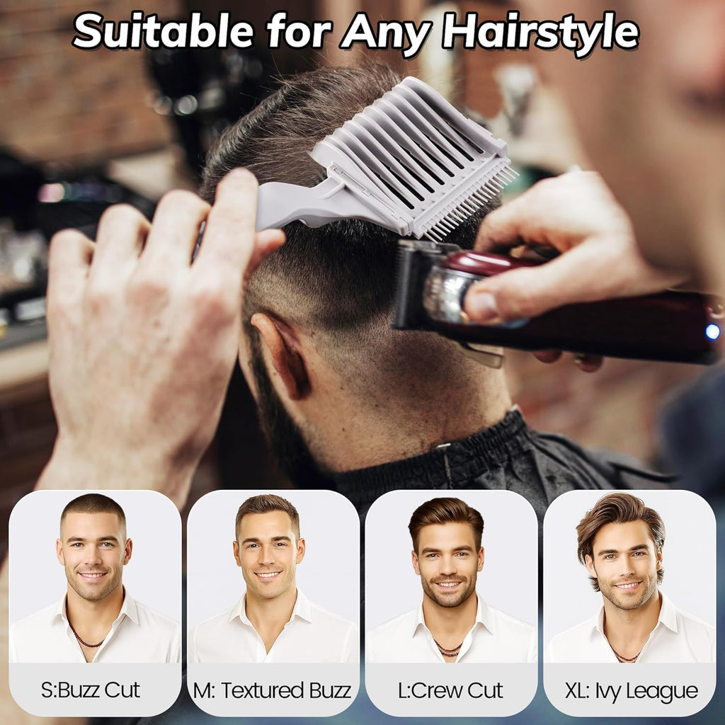 4-in-1 Detachable Fade Comb Set, 4 Different Size Barber Fade Comb, Suitable for Home and Salon Use, Compatible with All Hair Cutting Shears and Barber Tools, Grey