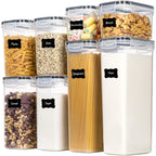 Airtight Food Storage Containers With Lids, 8 Pcs Plastic Storage Canisters For Kitchen & Pantry Organization,Dry Food Canisters For Flour, Sugar And Cereal