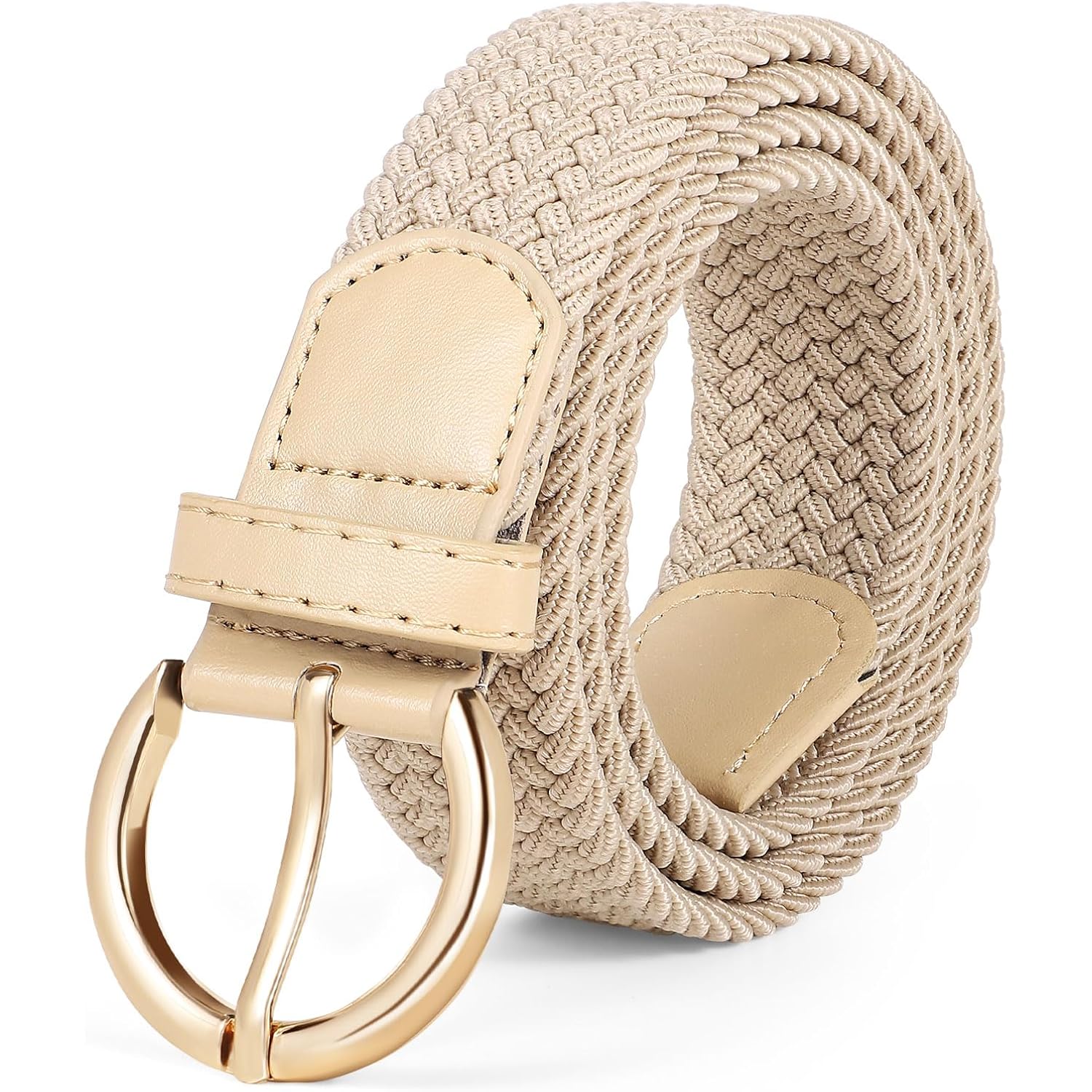 JASGOOD Women Men Braided Woven Elastic Stretch Waist Belt Golf Canvas Fabric Casual Belt for Jeans Pants