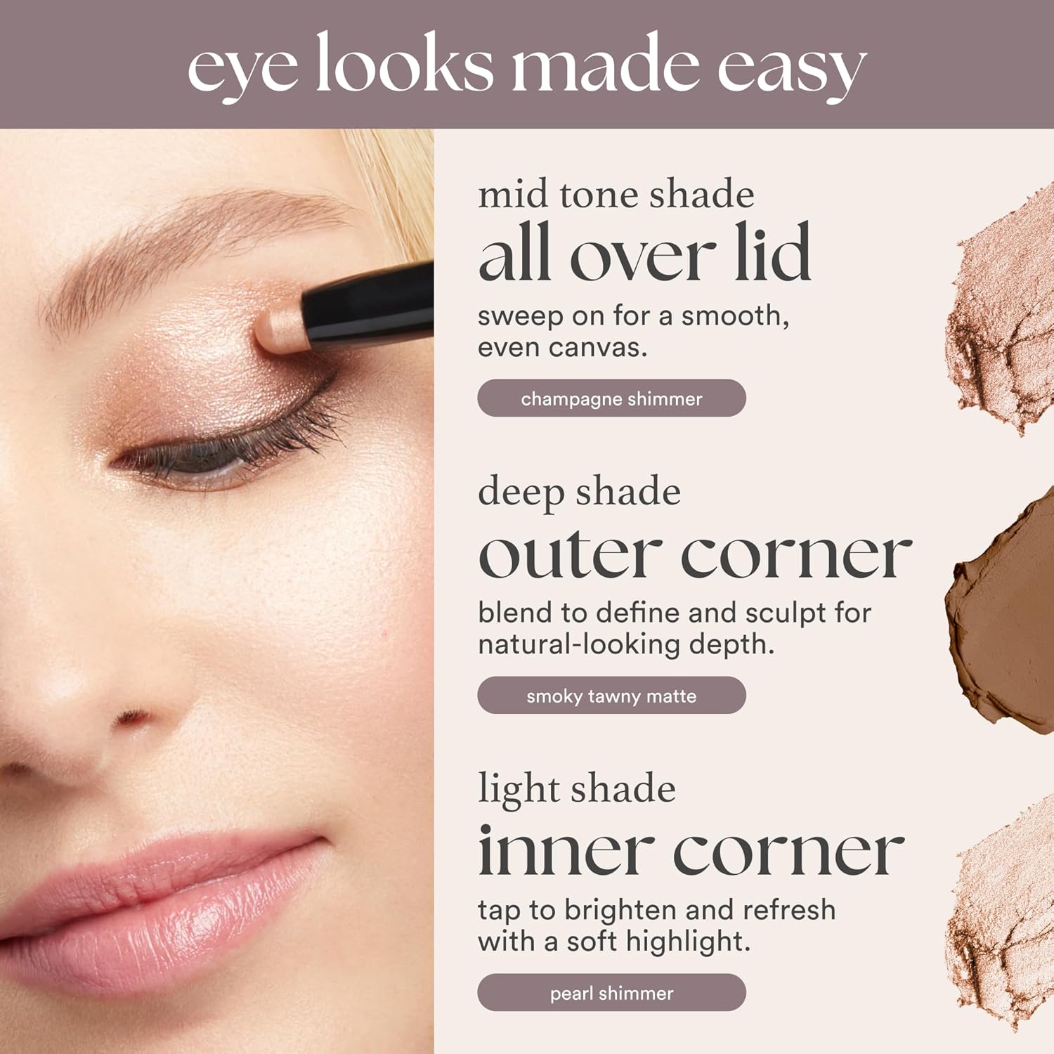 Julep Eyeshadow 101 Cream-to-Powder Waterproof Eyeshadow Stick – Champagne Shimmer – Long-Lasting, Buildable, Crease-Proof, Cruelty Free, Shimmer Finish with Built-In Smudger