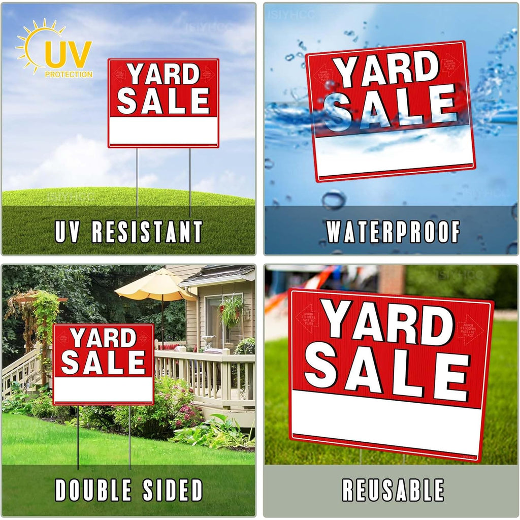 Yard Sale Signs Kit With Price Stickers (8 Pack), 3 Pcs Yard Sale Signs With Stakes, 5 Pcs Garage Sales Price Stickers, Directional Arrows Sign, Garage Sales Supplies, Large Prices Tags, Double Sided