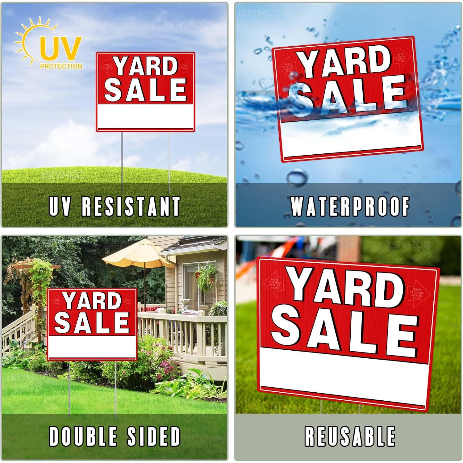 Yard Sale Signs Kit With Price Stickers (8 Pack), 3 Pcs Yard Sale Signs With Stakes, 5 Pcs Garage Sales Price Stickers, Directional Arrows Sign, Garage Sales Supplies, Large Prices Tags, Double Sided