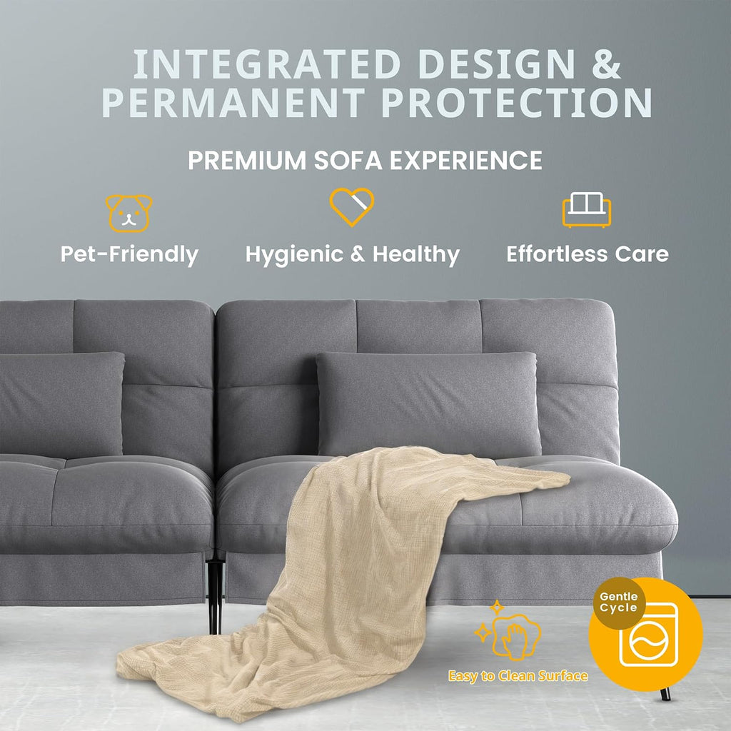 Comhoma Futon Sofa Bed, 72″ Convertible Sleeper Sofa, Upholstered Loveseat