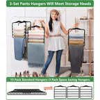 Closet Organizers And Storage,3 Pack Organization And Storage Pants-Hangers-Space-Saving,Velvet Hanger For Dorm Room For College Students Girls Boys Guys Hanging Jean Scarf