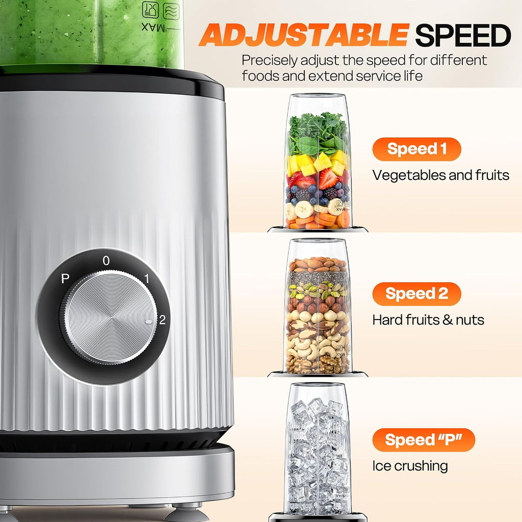 Turelar Smoothie Blender Personal Blender For Shakes And Smoothies With 2 * 24Oz To-Go Cups, Single Serve Smoothie Maker For Juices, Baby Food, Nutritious Recipe, Upgraded Version