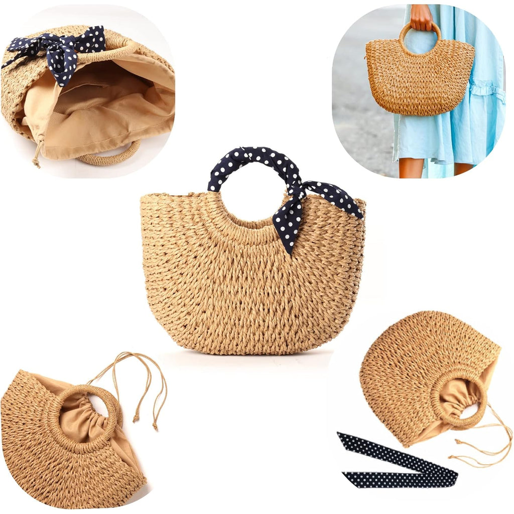 YXILEE Summer Beach bag,Handmade Large Straw Tote Bag Womens Handbag