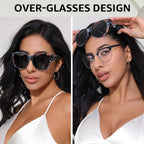 TJUTR Polarized Fit Over Sunglasses for Women, Trendy Sun Glasses Over Prescription Glasses UV400 Protection TS5779 A1 Floral/Grey