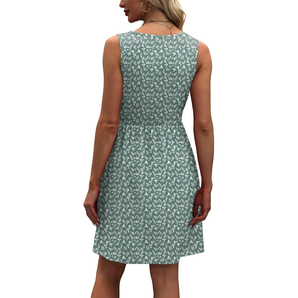 Wiholl Women'S Summer Dress 2026 A-Line Sleeveless Casual Sundress With Pockets Floral/Solid
