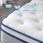 Full Mattress, 12 Inch Full Size Mattresses | Medium Firm - Cooling Gel Memory Foam & Zoned Pocket Coils For Pressure Relief, Spinal Alignment & Extra Lumbar Support | Motion Isolation |
