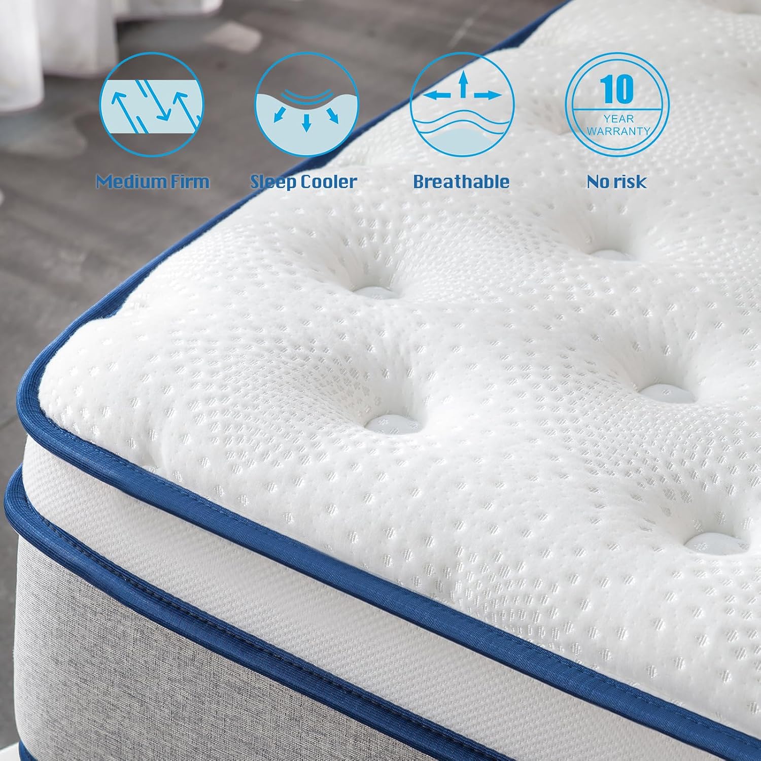 Full Mattress, 12 Inch Full Size Mattresses | Medium Firm - Cooling Gel Memory Foam & Zoned Pocket Coils For Pressure Relief, Spinal Alignment & Extra Lumbar Support | Motion Isolation |