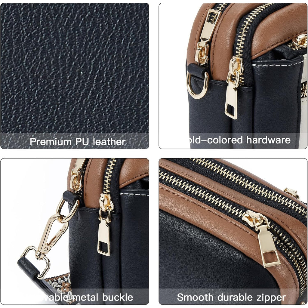 Telena Small Crossbody Bags For Women Vegan Leather Crossbody Purse With Adjustable Wide Strap For Daily Life