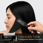 Facón Razor Comb for Hair Cutting - Professional Hair Cutting Comb Kit with 12 Replacement Blades, Double Edge Shaper for Salon & Home, Premium Styling Thinning Texturizing Split Ends Trimming Razor