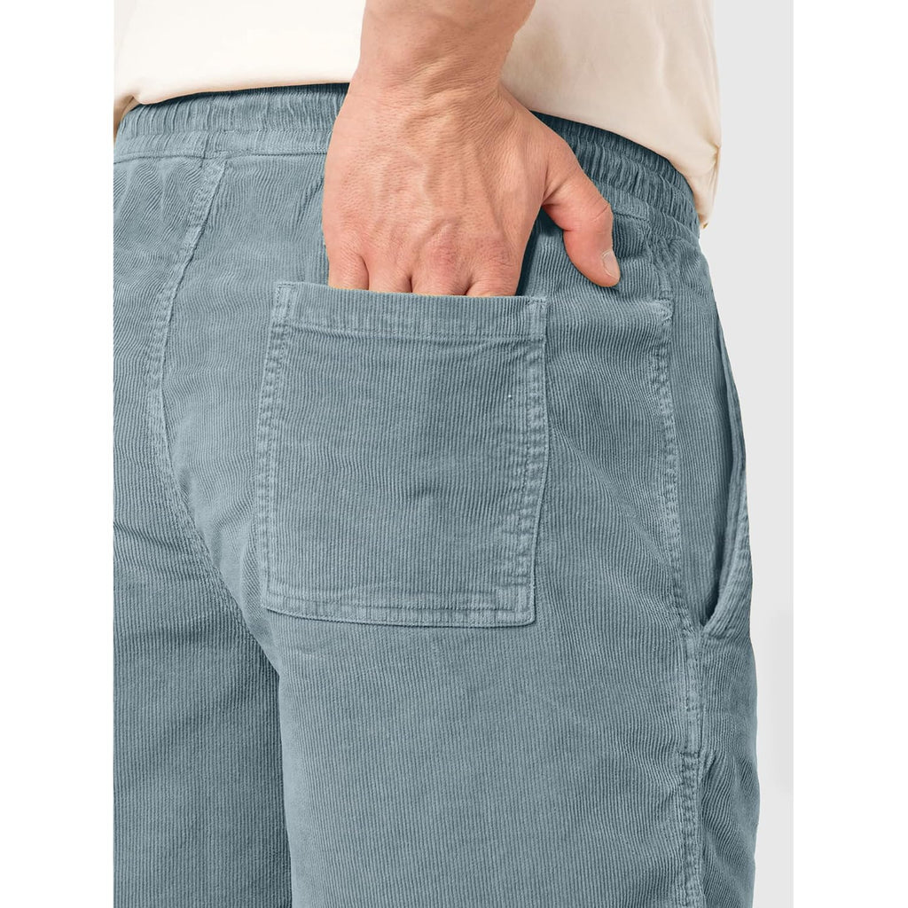Mens Corduroy Shorts Casual 7 Inch Elastic Waist Drawstring Summer Beach Loose Fit Shorts