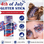 Red White Blue Glitter Stick - Hexagonal Patriotic Body Face Glitter Gel Makeup For Women Kids - Hypoallergenic Alcohol Free Hair Glitter For 4Th Of July, 250Th Independence Day Outfits, Soccer Game