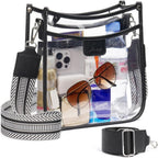 3 Pockets Large Clear Bag For Stadium Events With 2 Long Straps Purse For Women Crossbody Bag Concert Stadium Approved