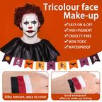 3 Set Black White Red Face Body Paint,3 Colors Clown Makeup Kit With Sponge And Brush,Joker Face Body Paint For Halloween Cosplay,Special Effect Makeup And Costume-Themed Party