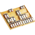 Spaceaid Bamboo Spice Drawer Organizer, (Need 3" Deep Drawer) Expandable 4 Tier Spices Rack For Cabinet, Kitchen Seasoning Storage Insert (Jars Not Included, From 12" To 23" Wide)