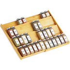 Spaceaid Bamboo Spice Drawer Organizer, (Need 3" Deep Drawer) Expandable 4 Tier Spices Rack For Cabinet, Kitchen Seasoning Storage Insert (Jars Not Included, From 12" To 23" Wide)