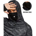 Coorun Men'S Hooded Sun Shirts With Mask Fishing Shirts For Men Long Sleeve Upf 50 Rash Guards Cooling Hoodies Hiking Shirts