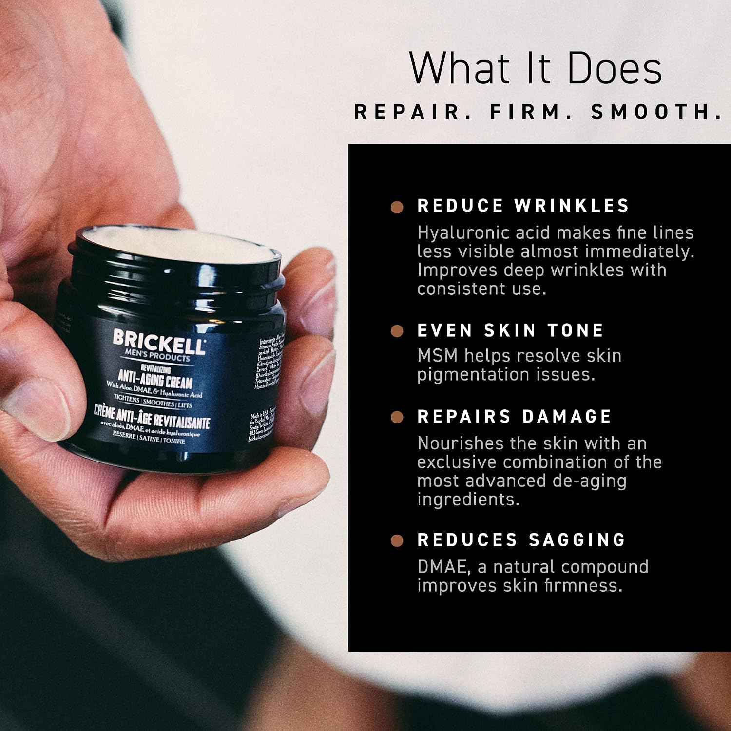 Brickell Men'S Revitalizing Anti-Aging Cream For Men, Anti Wrinkle Night Face Cream To Reduce Fine Lines And Wrinkles, With Vitamin E, Jojoba Oil, And Hyaluronic Acid, 2 Ounce, Scented