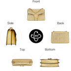 Leather Shoulder Bag Chain Purse For Women - Fashion Crossbody Bags Vintage Snake Print Underarm Bag Square Satchel Handbag