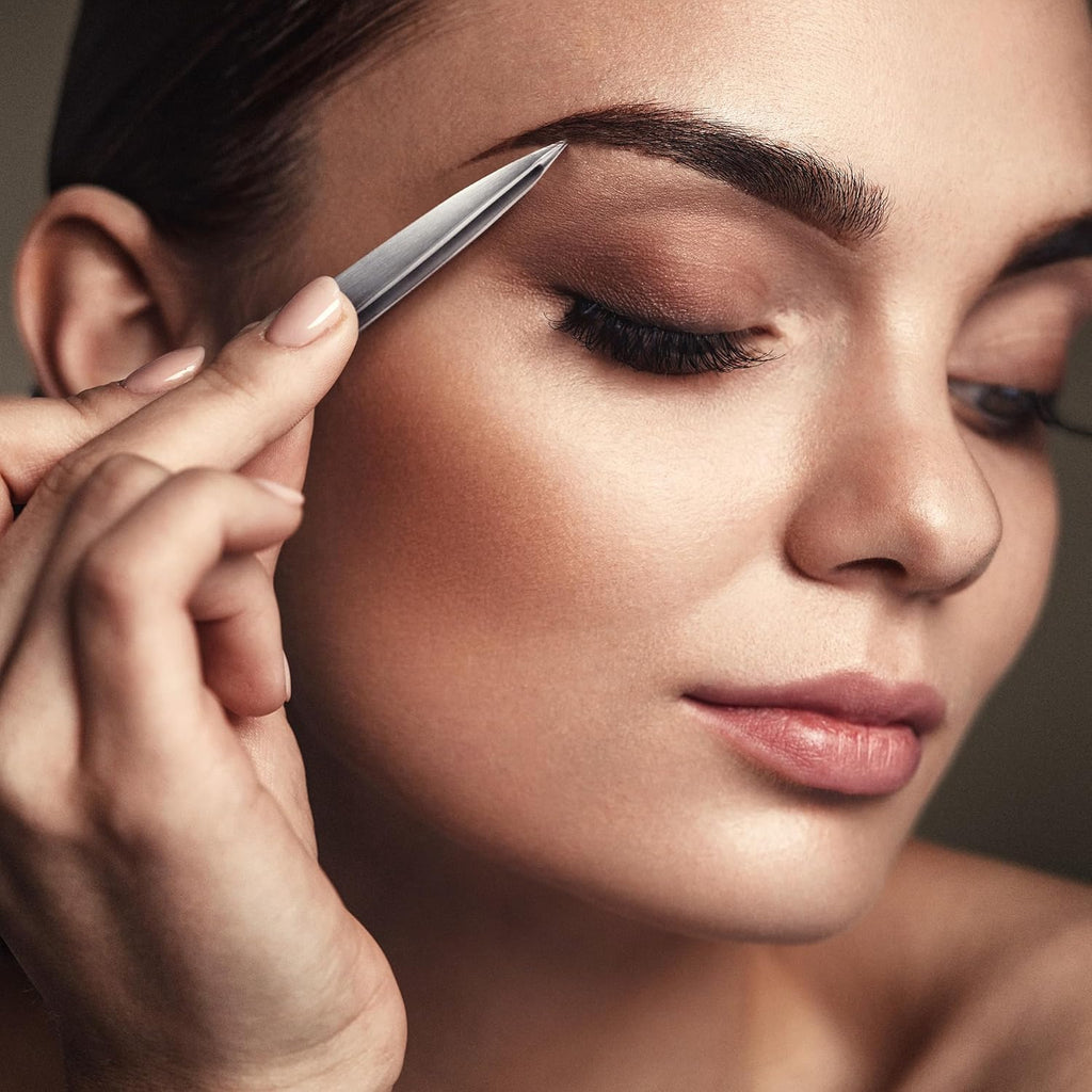 Pointed Tweezers | High Carbon Stainless Steel Needle Nose | Fine Point Precision Hair Removal | Perfectly Aligned & Hand-Filed Sharp | Silver