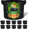 Gardzen 10-Pack 10 Gallon Grow Bags, 300G Thickened Fabric Grow Bags With Handles, Heavy Duty Aeration Plant Grow Bags
