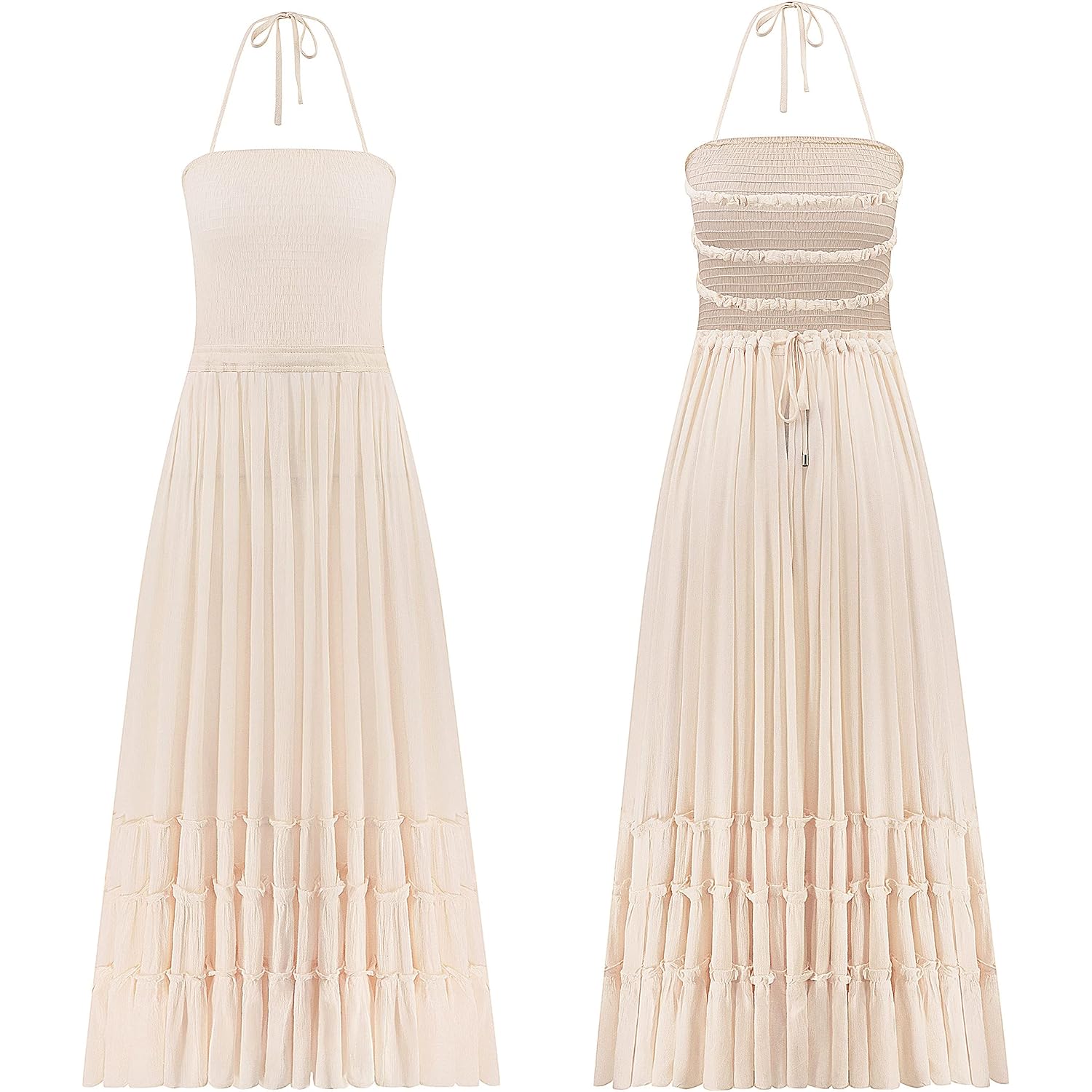 R.Vivimos Womens Summer Boho Sexy Backless Long Dresses