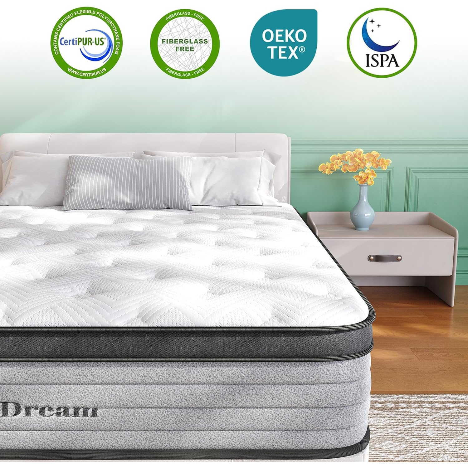 Queen Mattress, 12 Inch Hybrid Matress With Memory Foam & Individual Pocket Springs, Queen Size Mattress In A Box, Pressure Relief, Edge Support, Motion Isolation