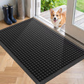 Front Door Mat Outside Entrance, Heavy Duty Waterproof Doormat | 29.5"X17" Indoor/Outdoor Dirt Trapper With Non-Slip Rubber Backing, Low Profile Easy Clean, Stain & Fade Resistant Black