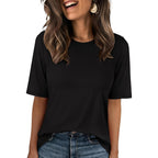 ANRABESS Women’s Half Sleeve T-Shirt Tops | Soft Stretchy Breathable Spacer Basic Tees, Business Casual Work, Travel Vacation Outfits, Summer Fall All-Season Clothing