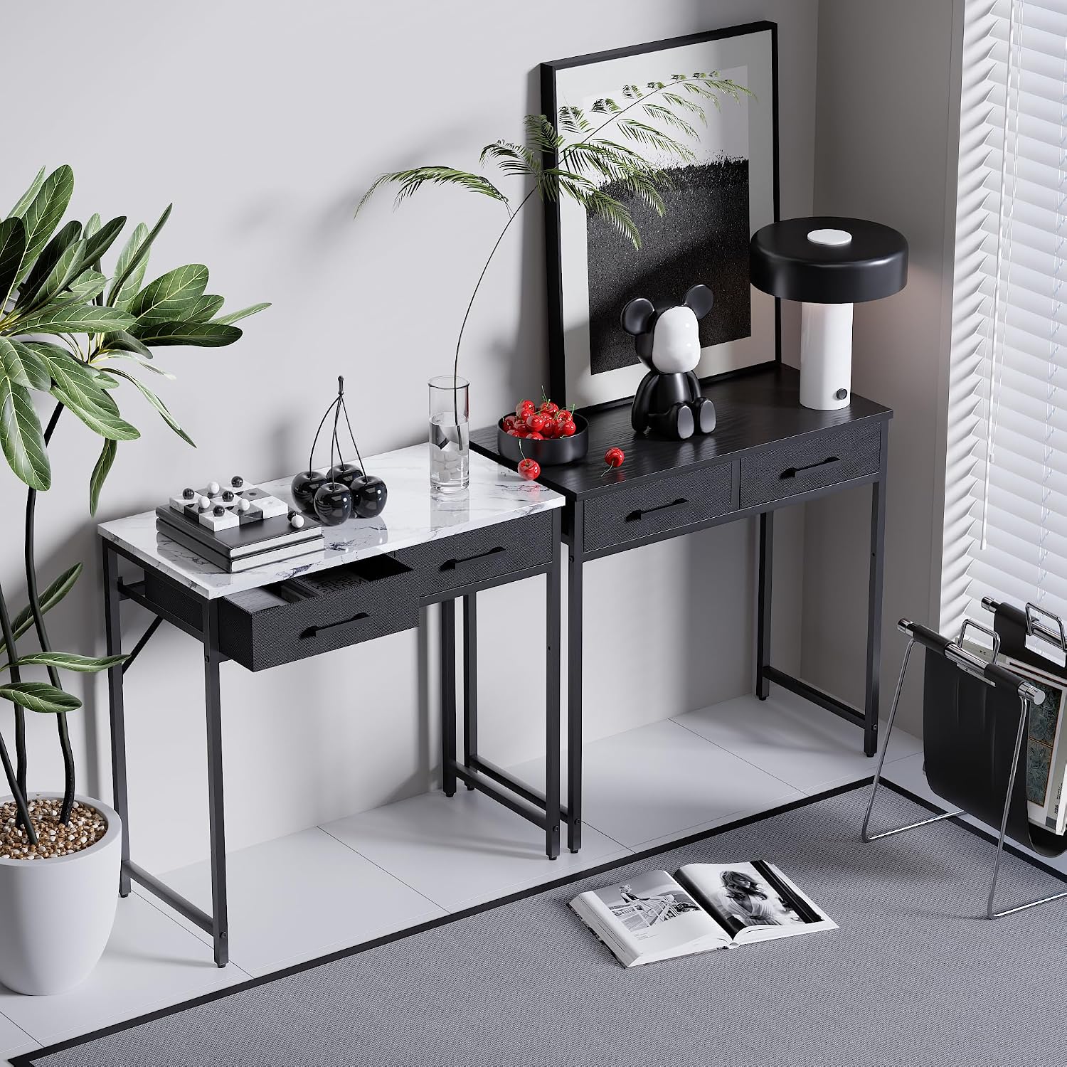 Pamray 32 Inch Small Computer Desk With 2 Drawers For Bedroom Study Writing Home Office Table For Small Spaces Black