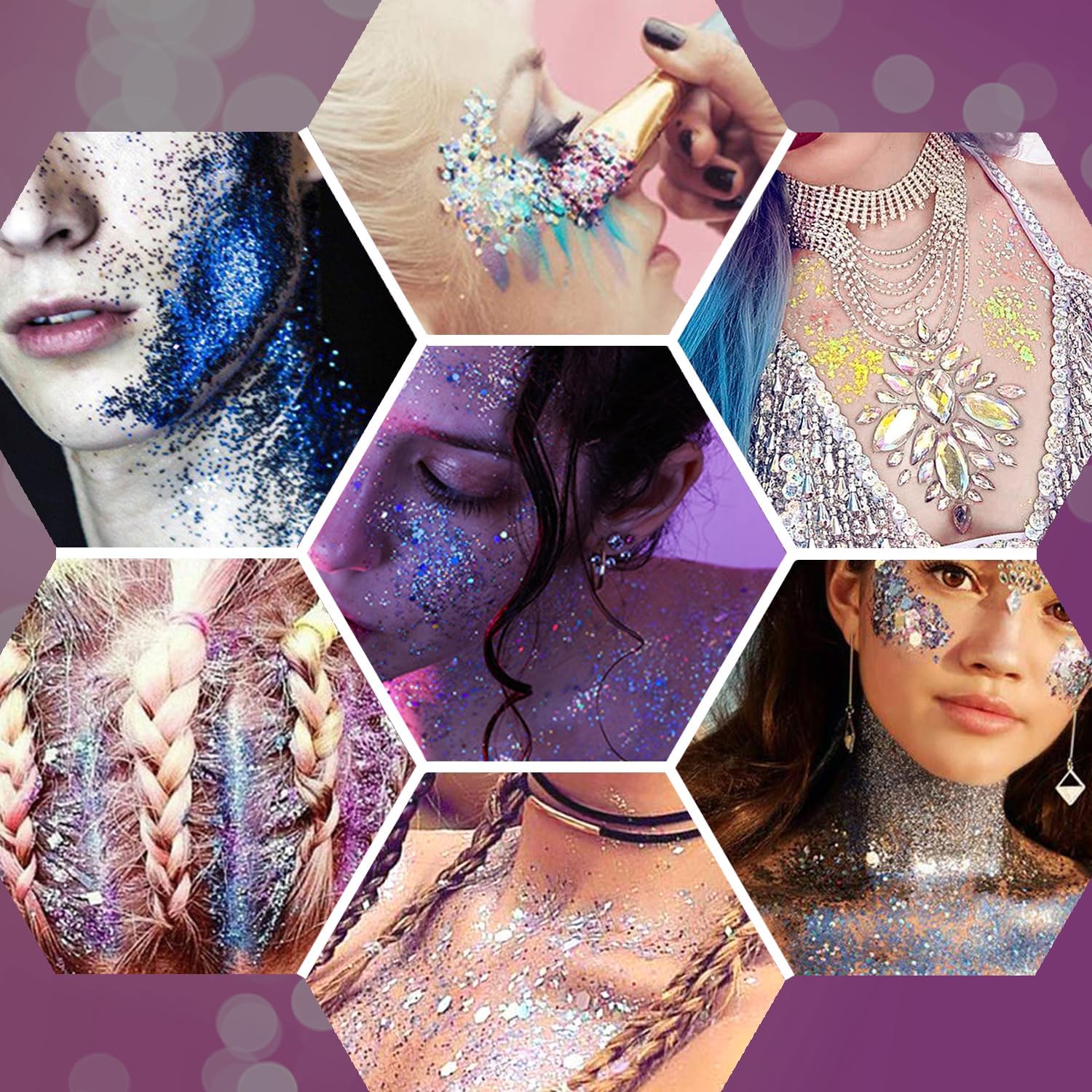 2PCS Body Glitter, 100ml Patriotic Pride Face Glitter Gel, 4th of July Outfits for Women Girls Kids, Glitter Makeup Tween Gifts, Festival Rave Accessories, Chunky Sequins Glitter