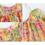Floral Boho Mini Dress Flowy Chiffon Spaghetti Strap Corset Dress Y2K Floral Summer Dresses For Women 2024