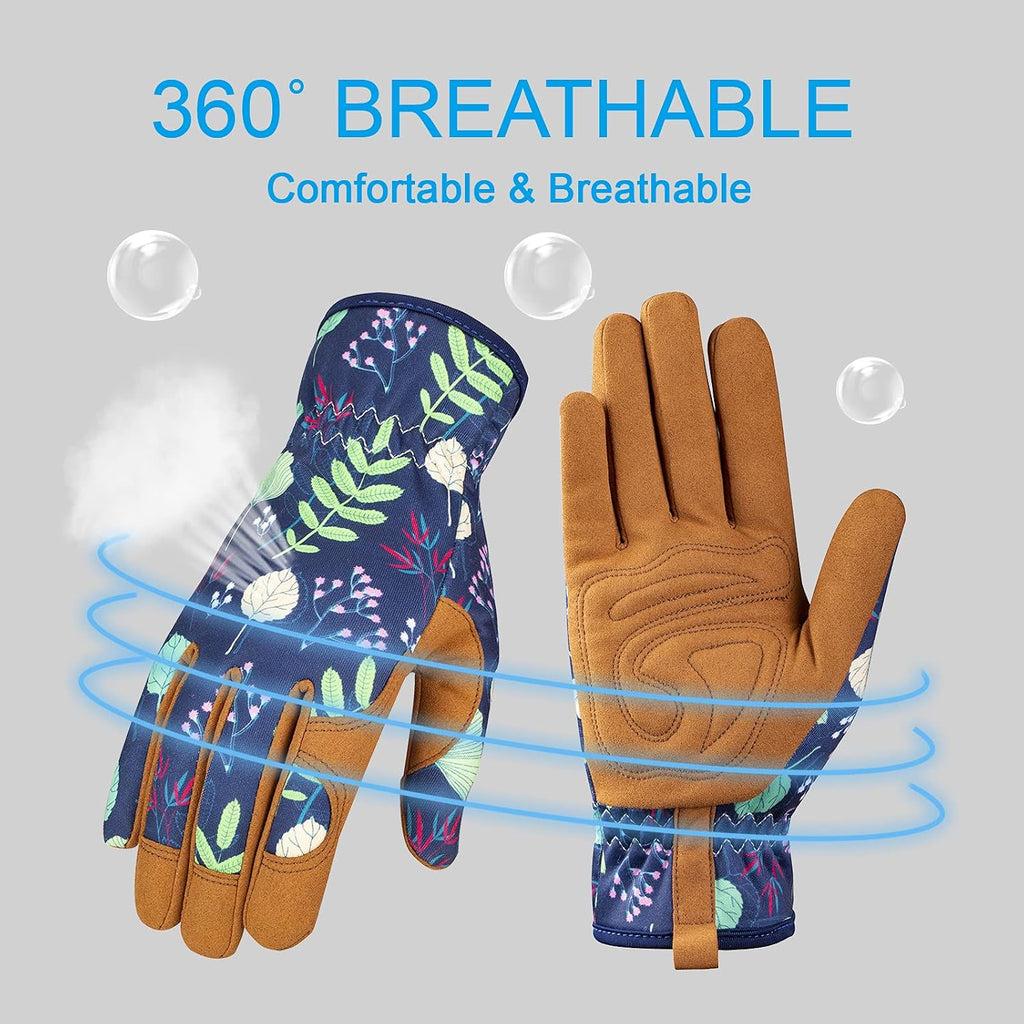 Leather Gardening Gloves For Women - Working Gloves For Weeding, Digging, Planting, Raking And Pruning