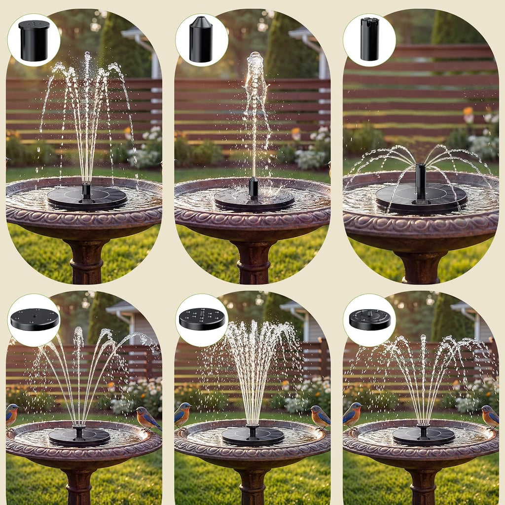 Aisitin Solar Fountain Pump With 6 Nozzles, 2026 Solar Bird Bath Fountains | Upgraded Floating Solar Water Fountain For Garden, Pond, Pool, Fish Tank, Backyard & Outdoor