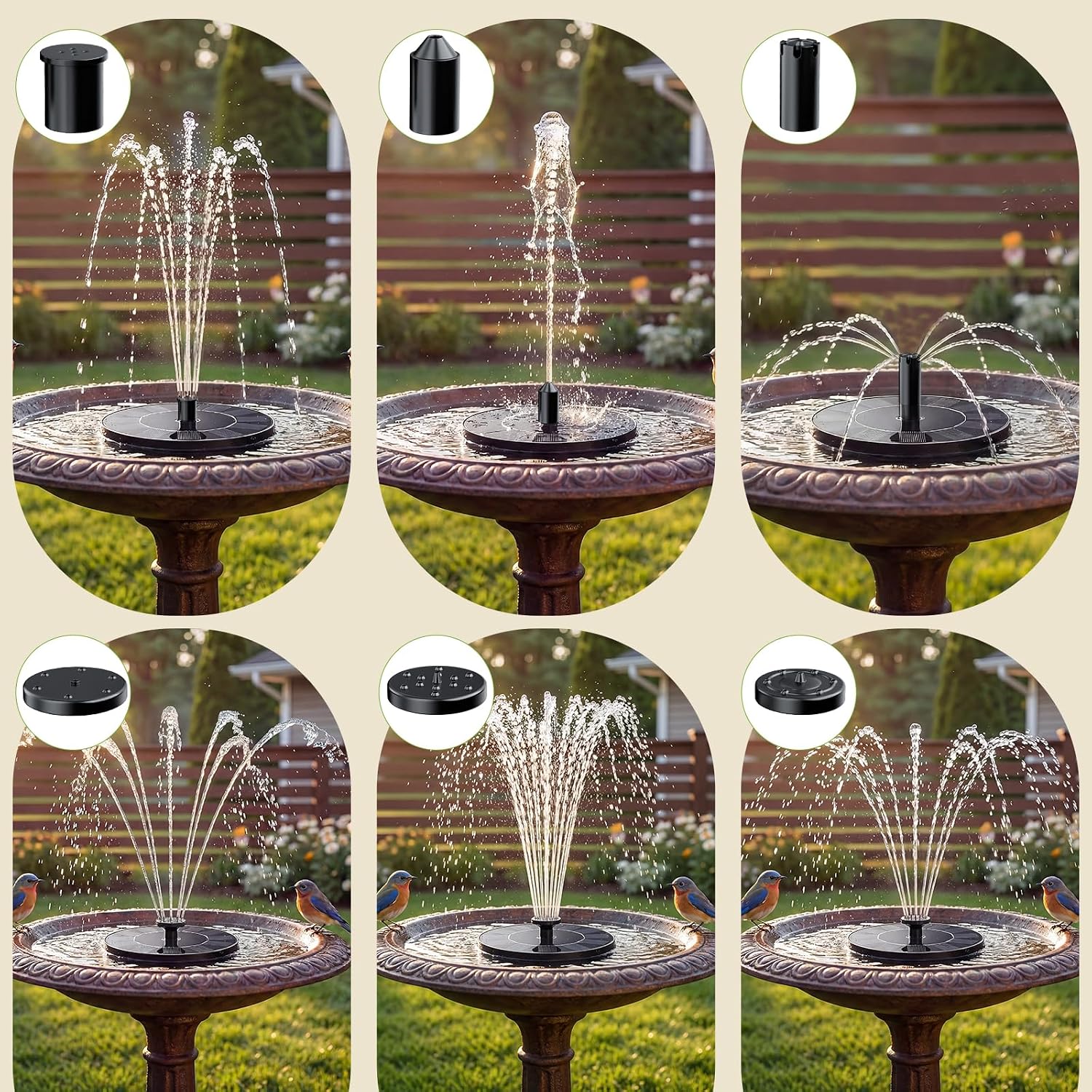 Aisitin Solar Fountain Pump With 6 Nozzles, 2026 Solar Bird Bath Fountains | Upgraded Floating Solar Water Fountain For Garden, Pond, Pool, Fish Tank, Backyard & Outdoor