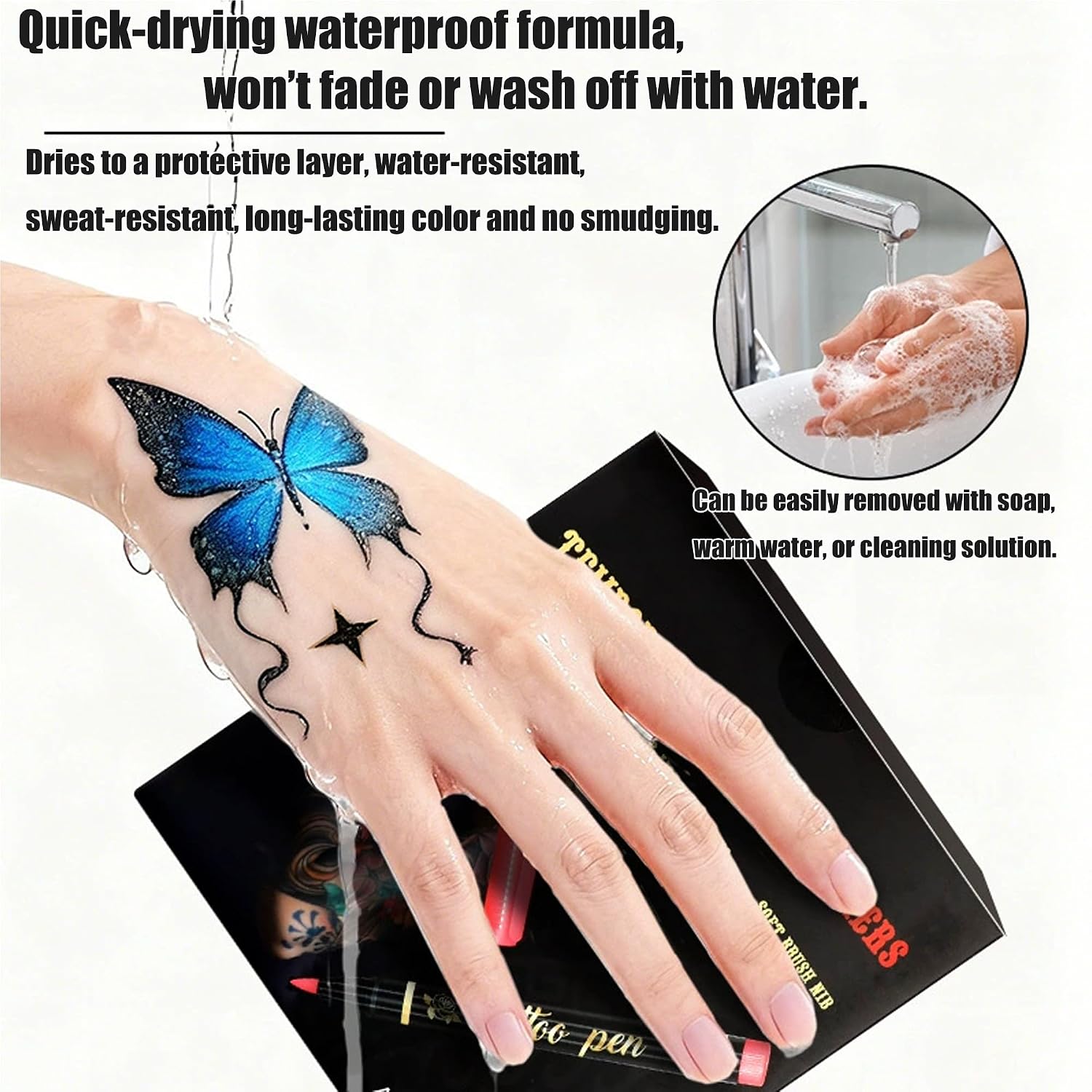 10 Colors Metallic Body Paint Markers , Temporary Tattoo Markers With 4 Stencil Sheets, Waterproof Quick Dry Washable Skin Safe Face Paint Pens, For Halloween, Easter, Christmas & Festivals