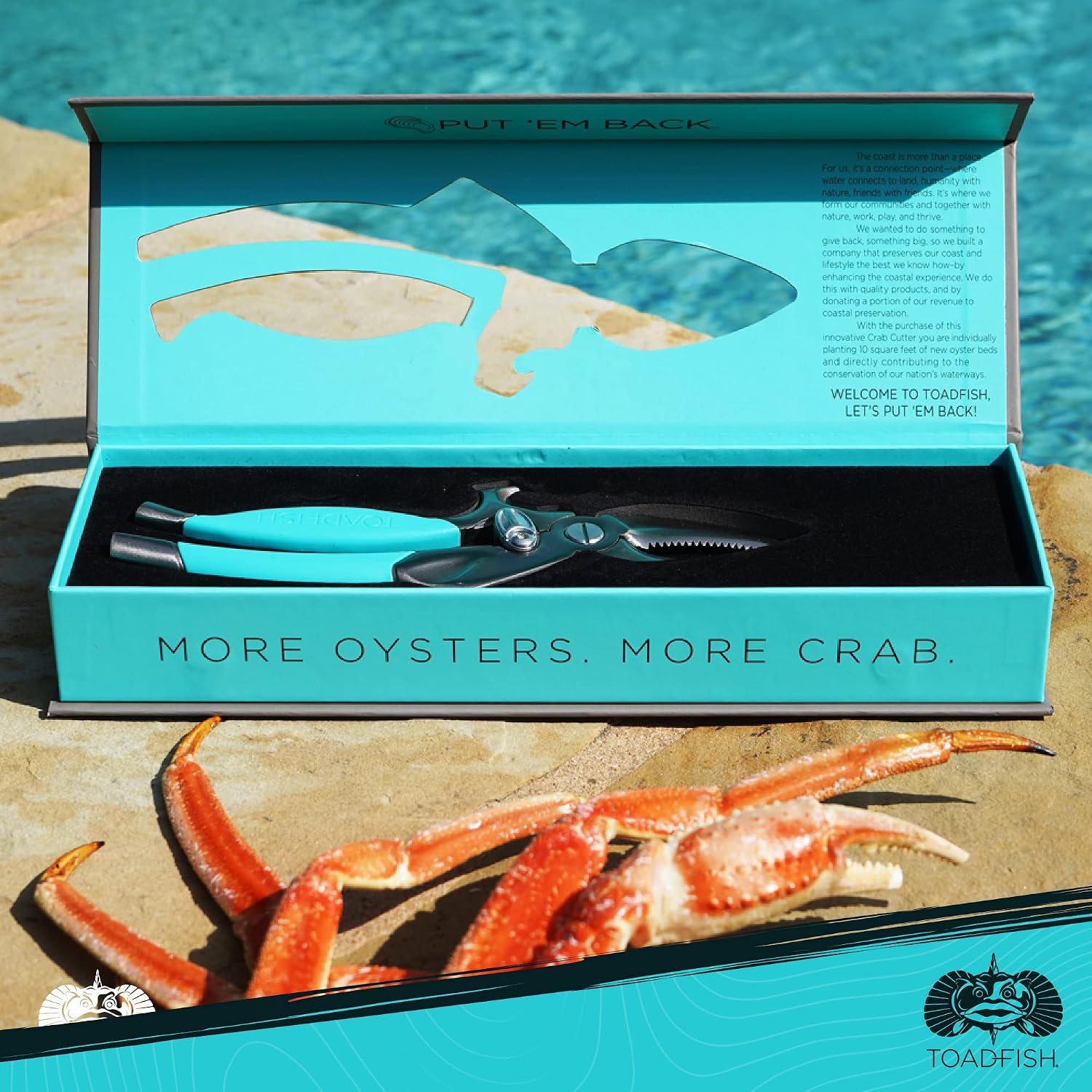 Toadfish Crab Leg Cracker Tool - Seafood Shell Cracking Tool - Stainless Steel Serrated Cutter - Ergonomic Non-Slip Grip - Built-In Bottle Opener Outfitters