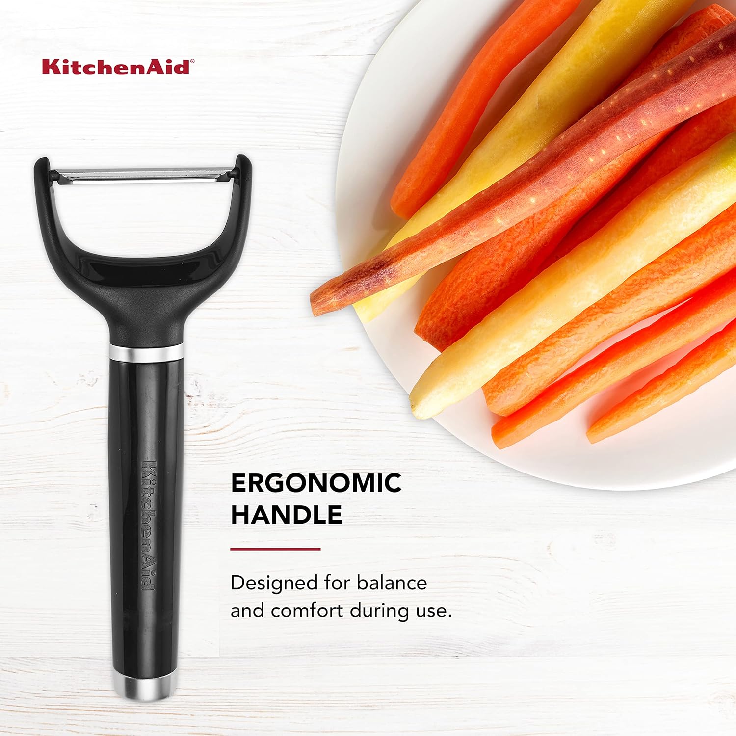 Kitchenaid Y Peeler With Ergonomic Handle And Single Edge Blade – Dishwasher Safe With Protective Cover