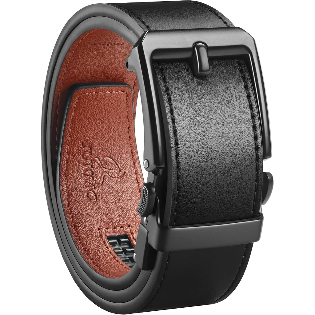 Jukmo 1.5" (38Mm) Leather Ratchet Belt For Men In Gift Box | Automatic Slide Buckle, Adjustable Trim To Fit