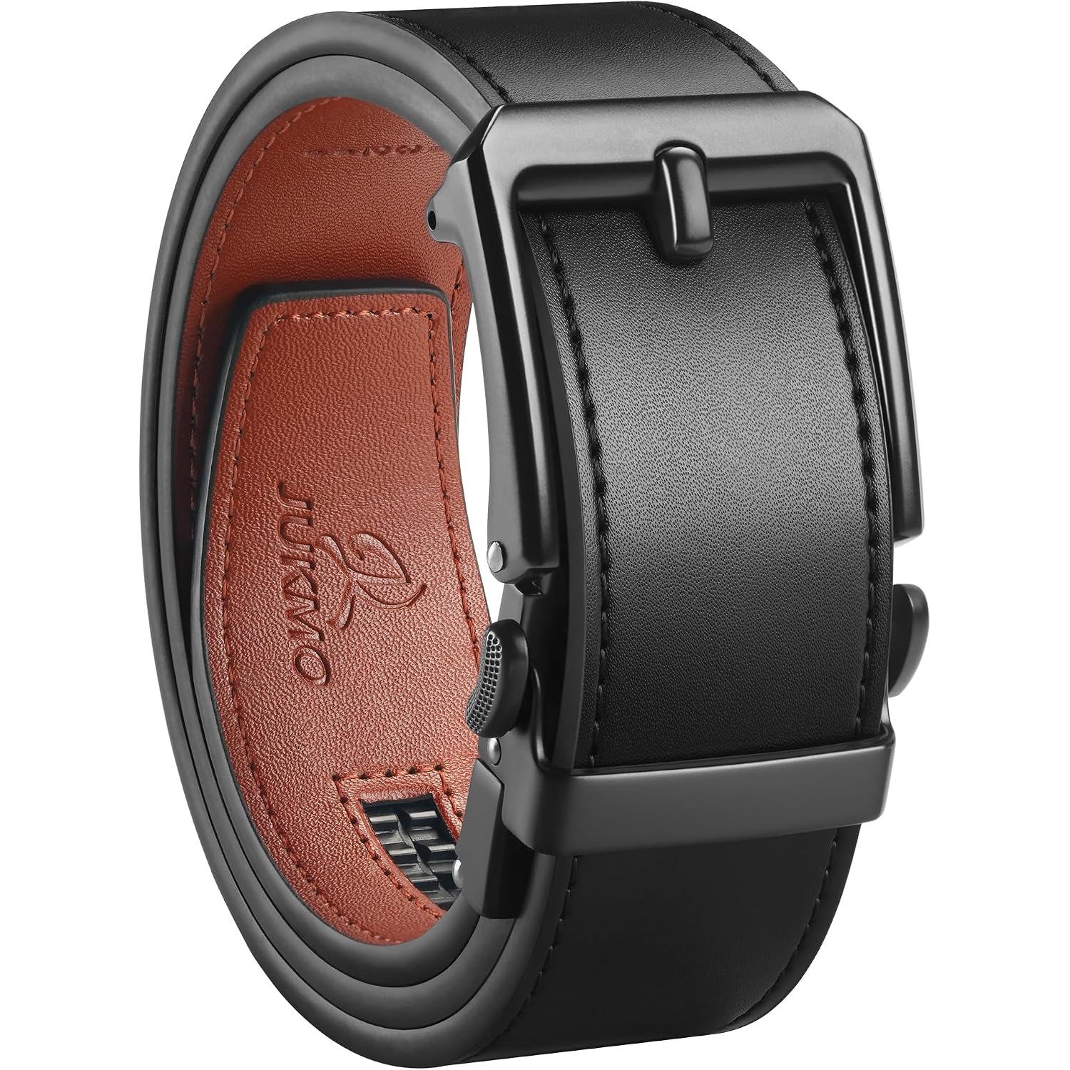 Jukmo 1.5" (38Mm) Leather Ratchet Belt For Men In Gift Box | Automatic Slide Buckle, Adjustable Trim To Fit
