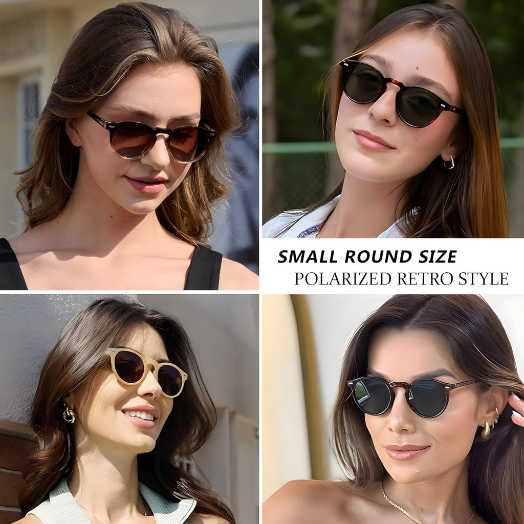 Retro Small Round Polarized Sunglasses For Women Vintage Style Circle Sun Glasses Uv Protection