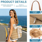 Straw Beach Tote Bag For Women - 2026 Large Handwoven Summer Vacation Purse Zipper For Travel Shopping Essentials