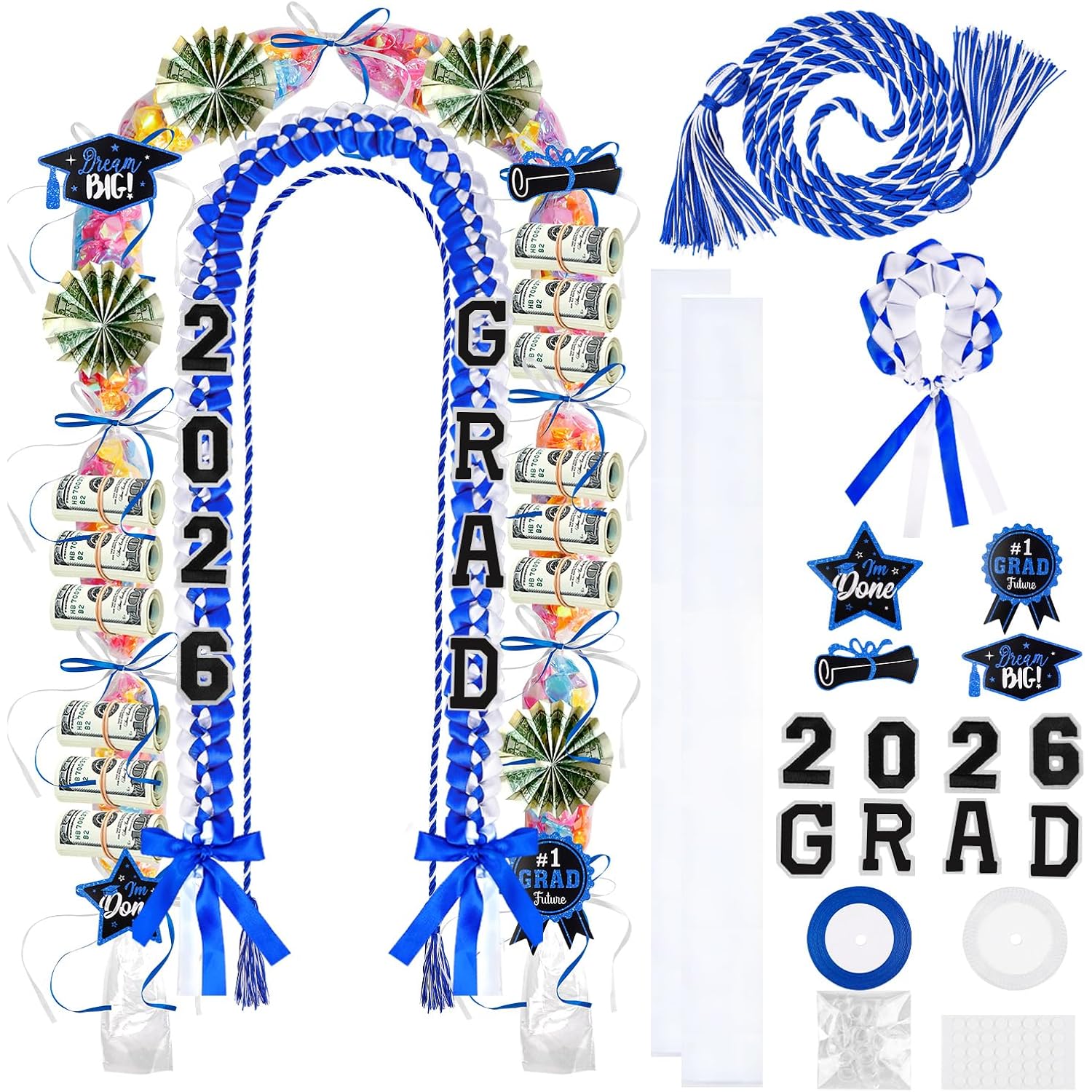 LUYI 18 Pcs Graduation Leis 2026 Graduation Candy Lei Kit Class of 2026