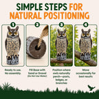 Dalen Lifelike Great Horned Owl Decoy Bird Repellent - 16In Hand-Painted Scarecrow For Gardens & Rooftops, Owl Bird Deterrent, Fixed-Head Design, Fill Base With Sand/Gravel Only - Multicolor